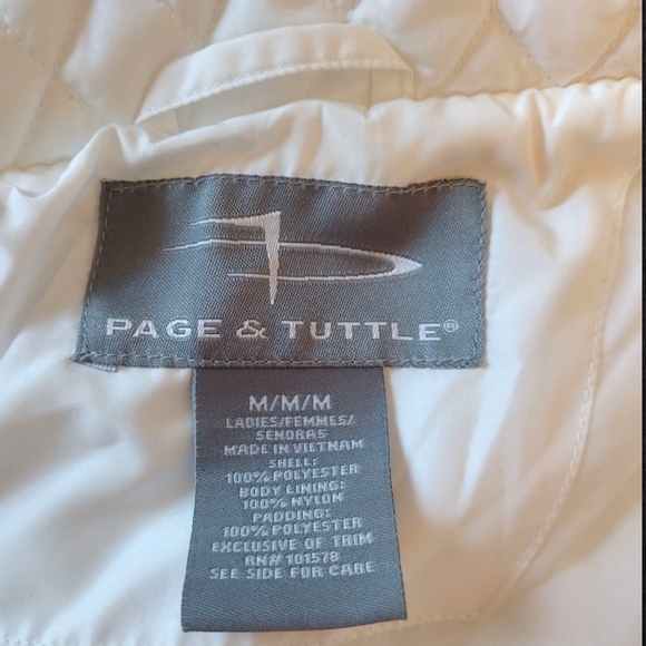Page & Tuttle White Full Zip Quilted Vest Size Medium - Picture 6 of 7